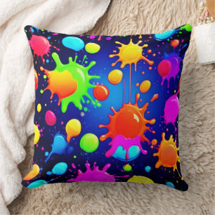 Vibrant Abstract Paint Explosion Cushion