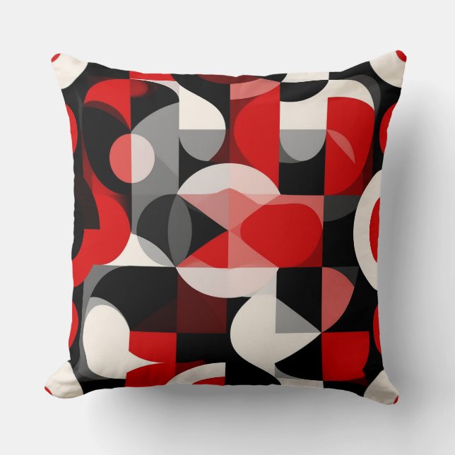 Vibrant Abstract Painting with Geometric Shapes Cushion (Front)