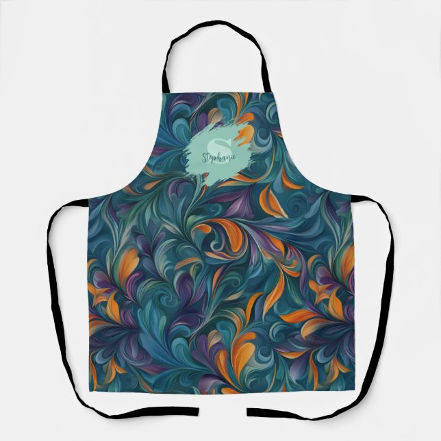 Vibrant Abstract Paisley-Inspired Pattern (2) Apron (Front)