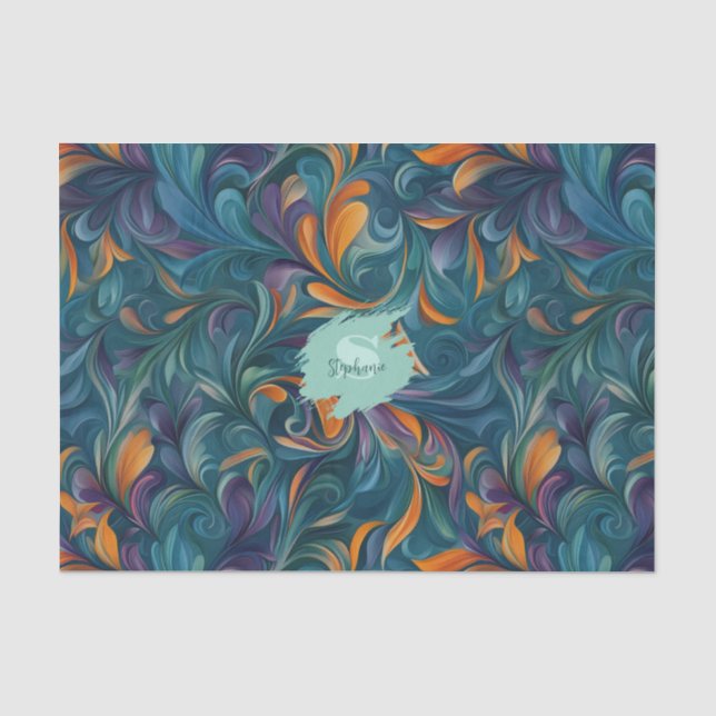 Vibrant Abstract Paisley-Inspired Pattern (2) Tissue Paper (Front)