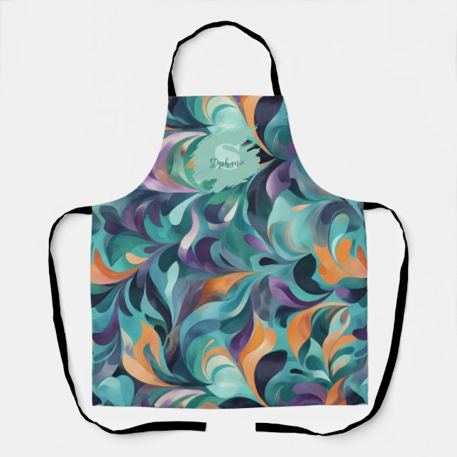 Vibrant Abstract Paisley-Inspired Pattern Apron (Front)