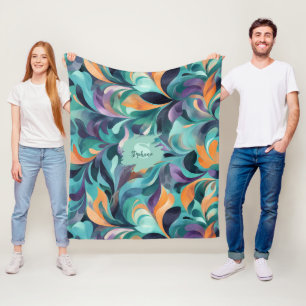 Vibrant Abstract Paisley-Inspired Pattern Fleece Blanket