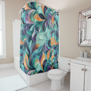 Vibrant Abstract Paisley-Inspired Pattern Shower Curtain