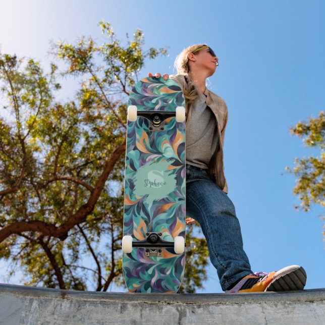 Vibrant Abstract Paisley-Inspired Pattern Skateboard (Outdoor 1)