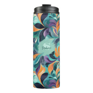 Vibrant Abstract Paisley-Inspired Pattern Thermal Tumbler