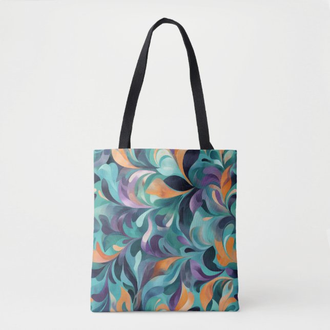 Vibrant Abstract Paisley-Inspired Pattern Tote Bag (Front)