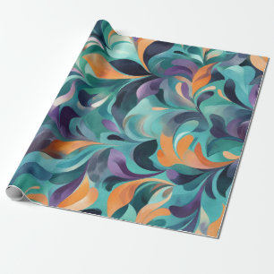 Vibrant Abstract Paisley-Inspired Pattern Wrapping Paper