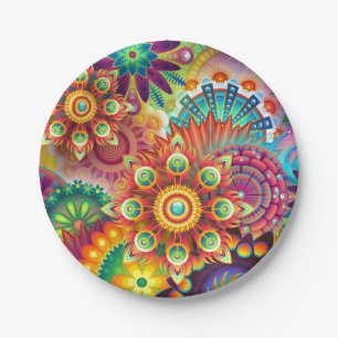 Vibrant Abstract Paper Plate