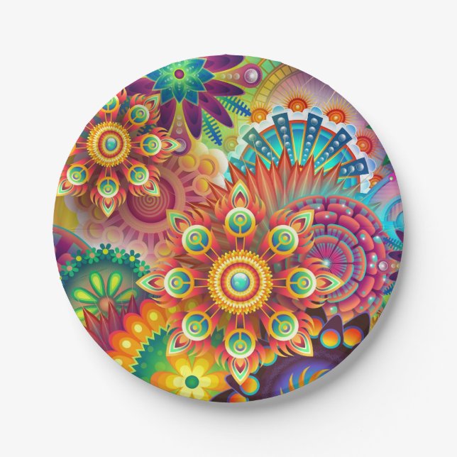 Vibrant Abstract Paper Plate (Front)