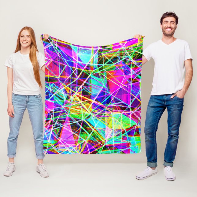Vibrant Abstract Pattern Design Fleece Blanket (In Situ)