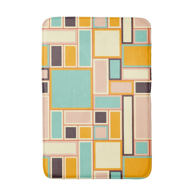 Vibrant abstract pattern with rectangles bath mat (Front Vertical)
