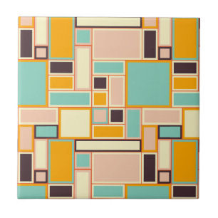Vibrant abstract pattern with rectangles ceramic tile