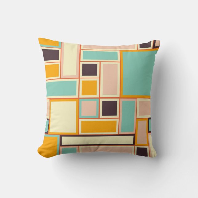 Vibrant abstract pattern with rectangles cushion (Front)