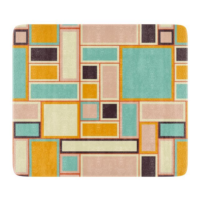 Vibrant abstract pattern with rectangles cutting board (Front)