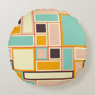 Vibrant abstract pattern with rectangles round cushion