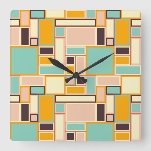 Vibrant abstract pattern with rectangles square wall clock (Front)
