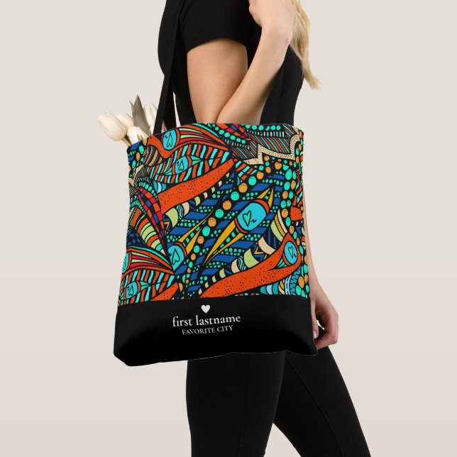 Vibrant Abstract Personalised Tote Bag (Close Up)