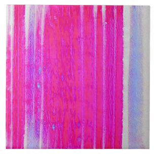 Vibrant Abstract Pink and Purple Stripes Art Ceramic Tile