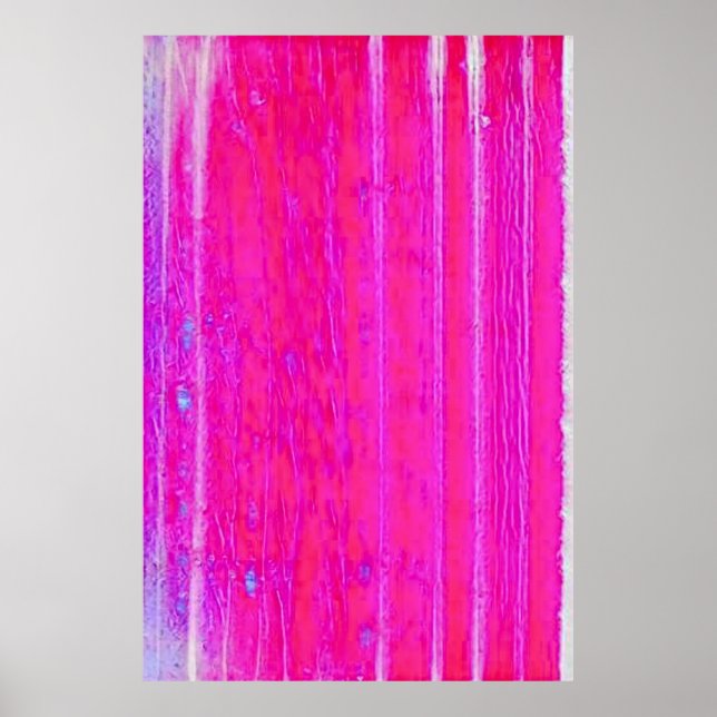 Vibrant Abstract Pink and Purple Stripes Art Poster (Front)