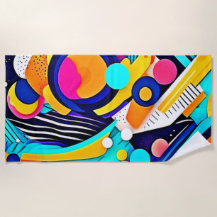 Vibrant Abstract Pop Art Beach Towel