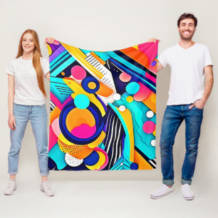 Vibrant Abstract Pop Art Fleece Blanket