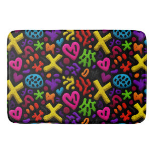 Vibrant Abstract Pop Art Seamless Pattern Bath Mat