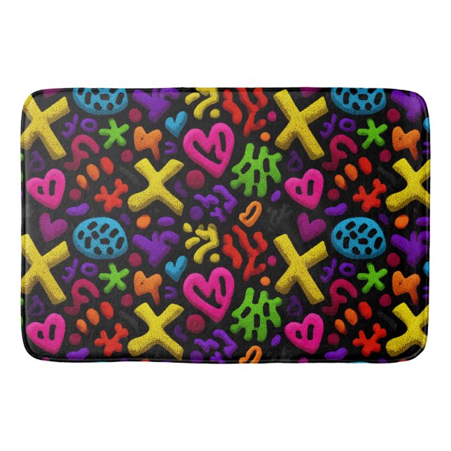 Vibrant Abstract Pop Art Seamless Pattern Bath Mat (Front)