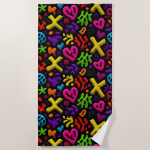 Vibrant Abstract Pop Art Seamless Pattern Beach Towel