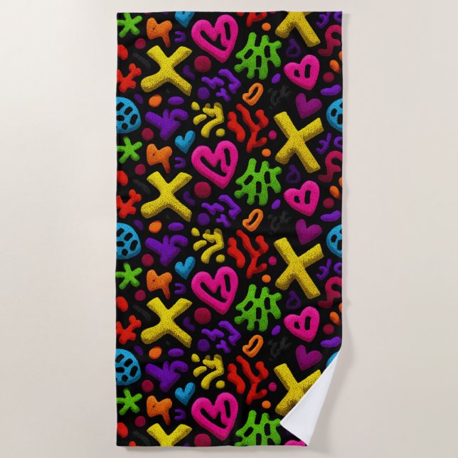 Vibrant Abstract Pop Art Seamless Pattern Beach Towel (Front)