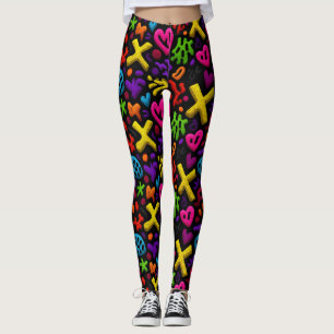 Vibrant Abstract Pop Art Seamless Pattern Leggings
