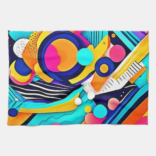 Vibrant Abstract Pop Art Tea Towel