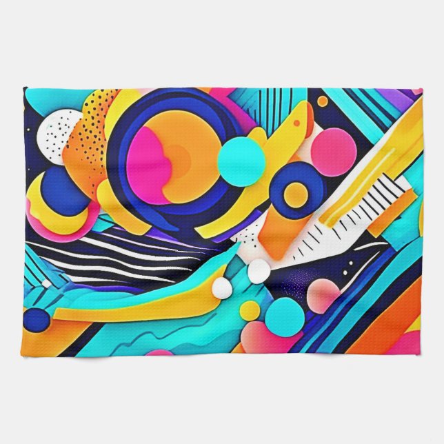 Vibrant Abstract Pop Art Tea Towel (Horizontal)