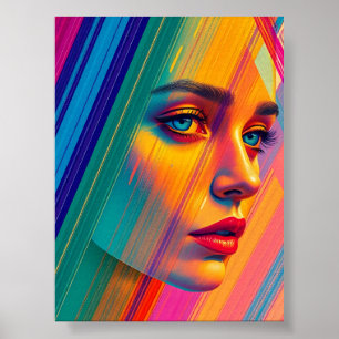 Vibrant Abstract Portrait of a Woman – Retrato Abs Poster