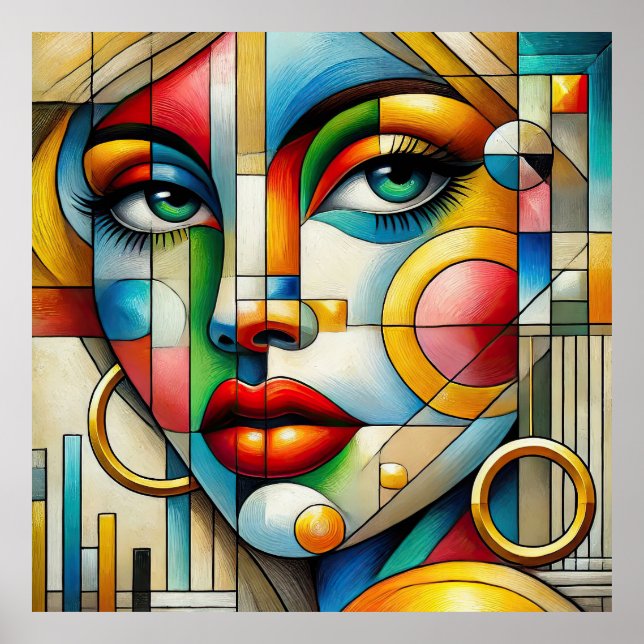 Vibrant Abstract Portrait women  Poster (Front)