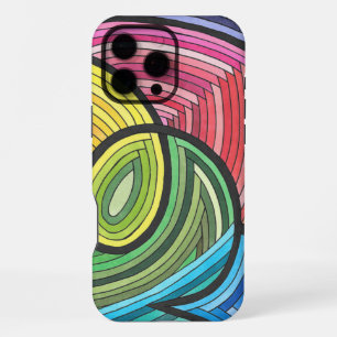 Vibrant Abstract Rainbow Swirl with Layered Lines iPhone 16 Pro Max Case