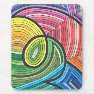 Vibrant Abstract Rainbow Swirl with Layered Lines Mouse Pad