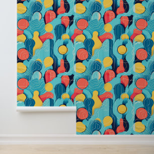 Vibrant Abstract Shapes and Lines Pattern Wallpaper