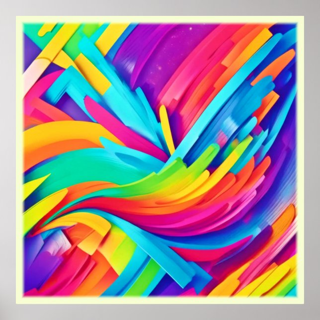 Vibrant Abstract Shapes Art Poster (Front)