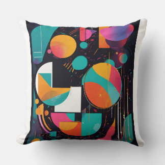 Vibrant Abstract Shapes Pillow
