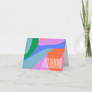 Vibrant Abstract Shapes Whimsical Personalised Note Card