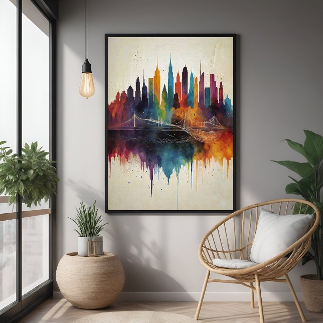 Vibrant Abstract Skyline Cityscape Art Poster (Creator Uploaded)