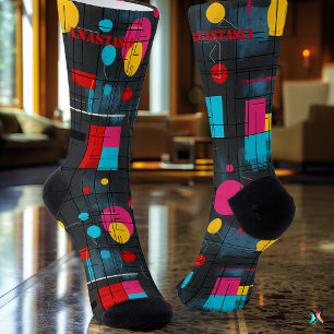 Vibrant Abstract Socks with Bold Geometric Design