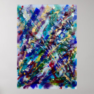 Vibrant Abstract Splatter Expressionist Art Poster