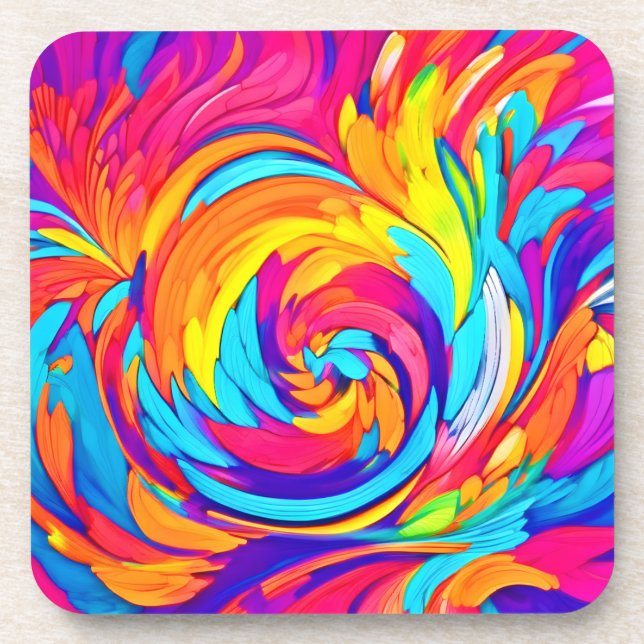 Vibrant Abstract Swirl Artwork Coaster (Front)