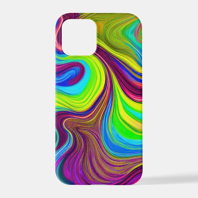 Vibrant Abstract Swirl iPhone Case – Neon Colors (Back)