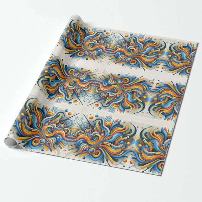 Vibrant Abstract Swirl Wrapping Paper  (Unrolled)