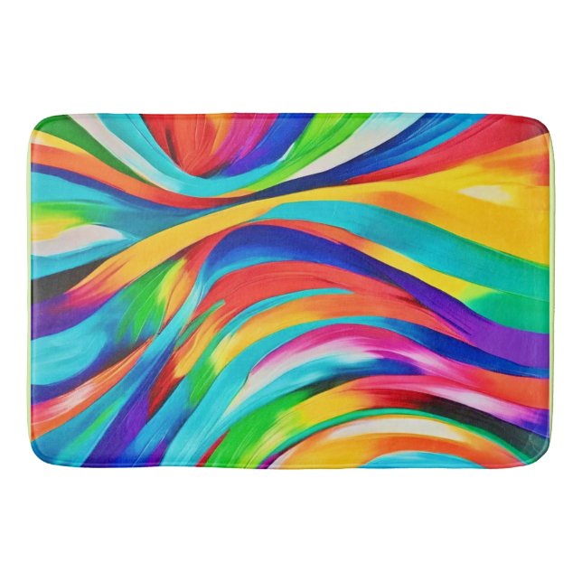 Vibrant Abstract Swirling Colour Art Bath Mat (Front)