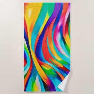 Vibrant Abstract Swirling Colour Art Beach Towel