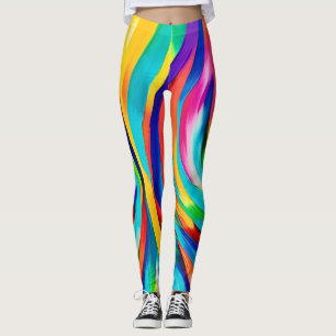 Vibrant Abstract Swirling Colour Art Leggings