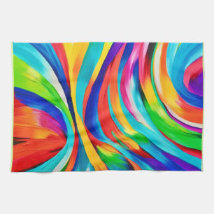 Vibrant Abstract Swirling Colour Art Tea Towel
